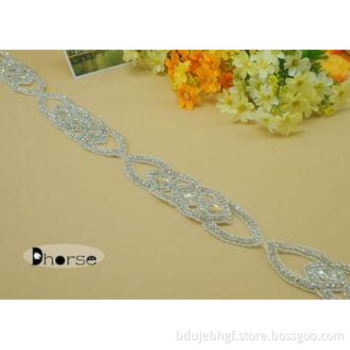 Silver Beaded Rhinestone Beaded Trim By The Yard For Weddin